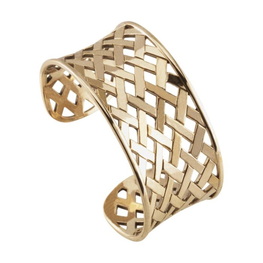 Bronze Concave Crosshatch Cuff Bracelet